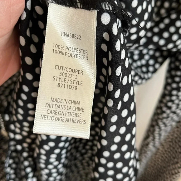 MAX STUDIO Ruffled Polka Dot Blouse Elastic Waist Bow  Tie, Size L - Picture 10 of 11